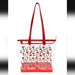 Ed Hardy Cherry Print Clear Tote with Red Accents